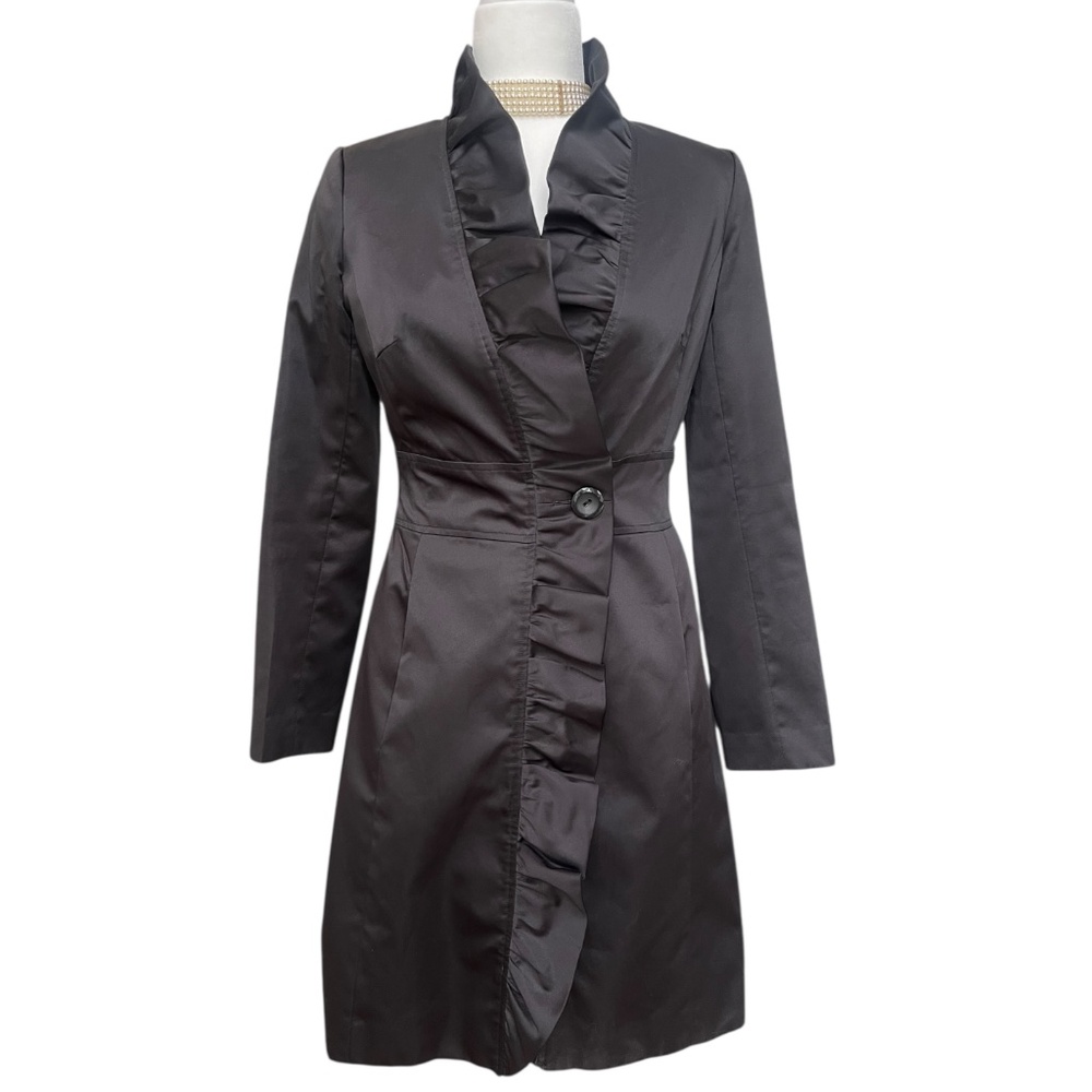 White House Black Market Black Trench Coat Size 00